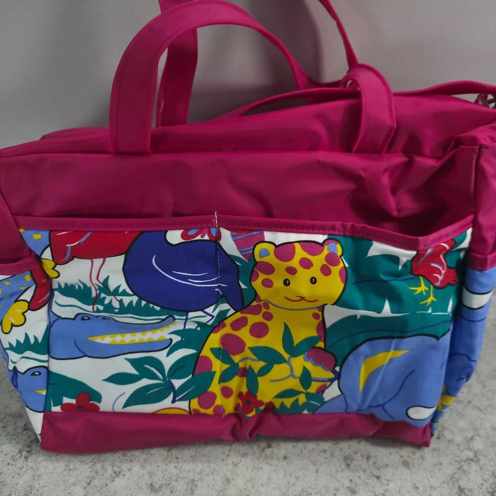 Vintage Monica Design Pink Jungle Animal Print Diaper Bag Kalencom USA Made NWT